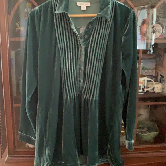 Coldwater Creek tunic  top velvet like green - Picture 3 of 4